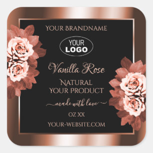 Luxe Rosegold Black Product Labels Logo Rozen