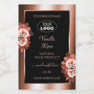 Luxe Rosegold Black Product Labels Logo Rozen Voedselcontainer Etiket