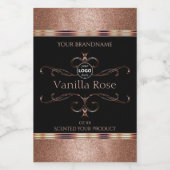 Luxe  Rosegold Black Product Labels Logo Voedselcontainer Etiket (Enkel label)