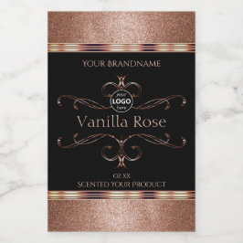 Luxe  Rosegold Black Product Labels Logo Voedselcontainer Etiket