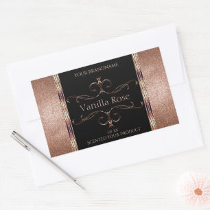 Luxe Rosegold Glitter-label voor zwart product Rechthoekige Sticker