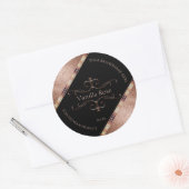 Luxe Rosegold Glitter-label voor zwart product Ronde Sticker (Envelop)