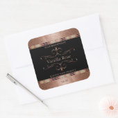 Luxe  Rosegold Glitter-label voor zwart product Vierkante Sticker (Envelop)