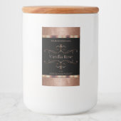 Luxe  Rosegold Glitter-label voor zwart product Voedselcontainer Etiket (Voorkant)