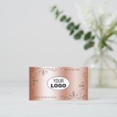Luxe Rosegolden  Corner-grenzen met Logo Visitekaartje (Staand voorkant)