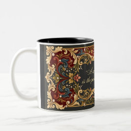 Luxe Rosemaling Moederdag Banner - Vintage Tweekleurige Koffiemok
