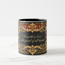Luxe Rosemaling Moederdag Banner - Vintage Tweekleurige Koffiemok