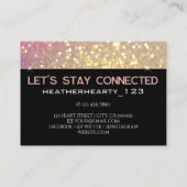 Luxe Rosy Golden Sparkling Glitter Foto Afbeelding Visitekaartje (Achterkant)