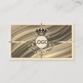 Luxe Royal Beige Gold Crown Logo Foto QR-code Visitekaartje (Voorkant)