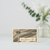 Luxe Royal Beige Gold Crown Luxueus en Edel Visitekaartje (Staand voorkant)