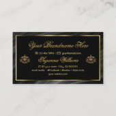 Luxe Royal Black Gold Crown met Logo weelderig Visitekaartje (Achterkant)