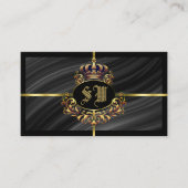 Luxe Royal Black Gold Crown met Monogram Noble Visitekaartje (Voorkant)