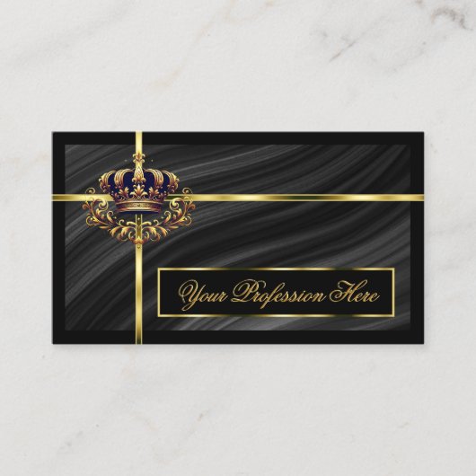 Luxe Royal Black Gold Crown met QR Code Noble Visitekaartje (Voorkant)