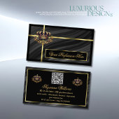 Luxe Royal Black Gold Crown met QR Code Noble Visitekaartje