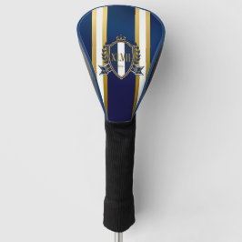 Luxe Royal Blauw en Wit Monogram Golfheadcover