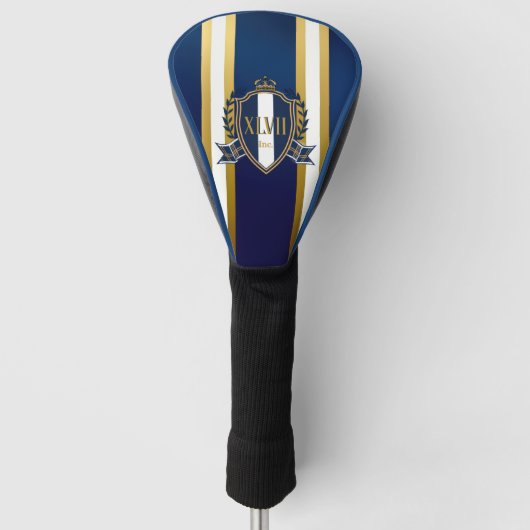 Luxe Royal Blauw en Wit Monogram Golfheadcover (Voorkant)