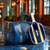 Luxe Royal Blauw en Wit Monogram Pickleball Paddle