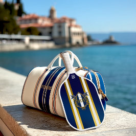 Luxe Royal Blauw en Wit Monogram Pickleball Paddle