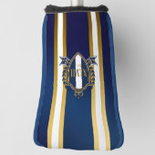 Luxe Royal Blauw en Wit Monogram Putter Golfheadcover (Draai 90)