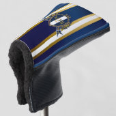 Luxe Royal Blauw en Wit Monogram Putter Golfheadcover (3/4 voorkant)