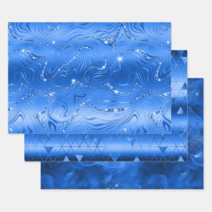 Luxe Royal Blue achtergrond Inpakpapier Vel
