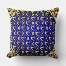 Luxe Royal Blue en Gold Hearts Kussen