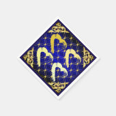 Luxe Royal Blue en Gold Hearts servet (Hoek)