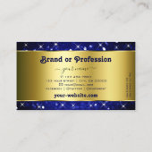 Luxe Royal Blue Glitter Sterren Decoratief Goud Visitekaartje (Achterkant)
