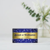 Luxe Royal Blue Glitter Sterren Decoratief Goud Visitekaartje (Staand voorkant)
