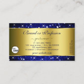 Luxe Royal Blue Glitter Sterren Goud en Logo Visitekaartje (Achterkant)
