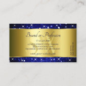 Luxe Royal Blue Glitter Sterren Goud en Monogram Visitekaartje (Achterkant)