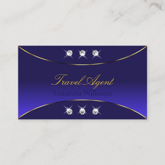 Luxe Royal Blue Gold Decor met Sparkle Diamonds Visitekaartje (Voorkant)