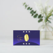 Luxe Royal Blue met Gold Decor Diamonds en foto Visitekaartje (Staand voorkant)