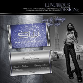 Luxe Royal Blue Sparkle Glitter Monogram Zilver Visitekaartje
