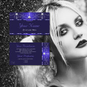Luxe Royal Blue Squiggles Sparkle Jewels Initialen Visitekaartje