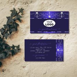 Luxe Royal Blue Squiggles Sparkle Jewels met Logo Visitekaartje