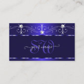Luxe Royal Blue Squiggles Sparkle Jewels Monogram Visitekaartje (Voorkant)