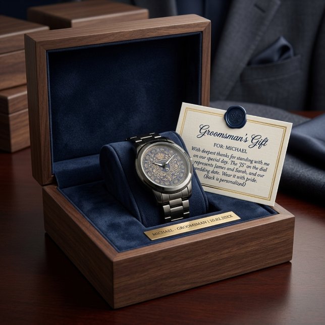 Luxe Royal Crest Bruidsjonkers Aangepast Trouwcade Horloge (Creator heeft geüpload)