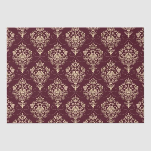Luxe Royal Damask Gold Ornamental Pattern Tissuepapier (Voorkant)