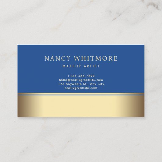 Luxe Royal Gold & Blue Glitter Elegant Visitekaartje (Achterkant)