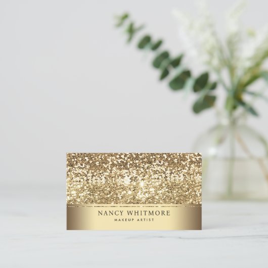 Luxe Royal Gold Glitter Elegant Visitekaartje (Staand voorkant)