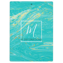 Luxe Royal Marble Gold Blue Monogram Business