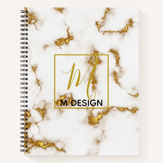 Luxe Royal Marble Gold Monogram Business Design Notitieboek (Voorkant)