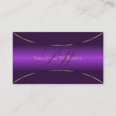 Luxe Royal Paars met Gold Border en Monogram Visitekaartje (Voorkant)