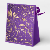 Luxe Royal Paarse en gouden damast patroon Bedankdoosjes (Achterkant)
