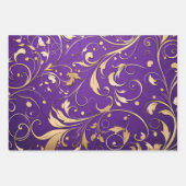 Luxe Royal Paarse en gouden damast patroon Inpakpapier Vel (Voorkant)