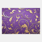 Luxe Royal Paarse en gouden damast patroon Inpakpapier Vel (Voorkant 2)
