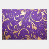 Luxe Royal Paarse en gouden damast patroon Inpakpapier Vel (Voorkant)