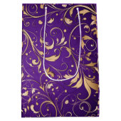 Luxe Royal Paarse en gouden damast patroon Medium Cadeauzakje (Achterkant)