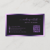 Luxe Royal Paarse Lijst Modern Script Monogram Visitekaartje (Achterkant)